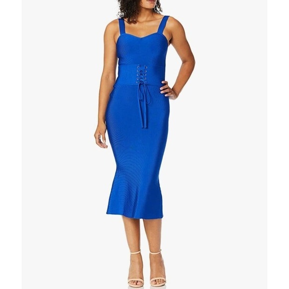 Elliatt Kim Bodycon Cobalt Blue Sleeveless Corset Midi Dress Women's Size XS - Picture 4 of 12